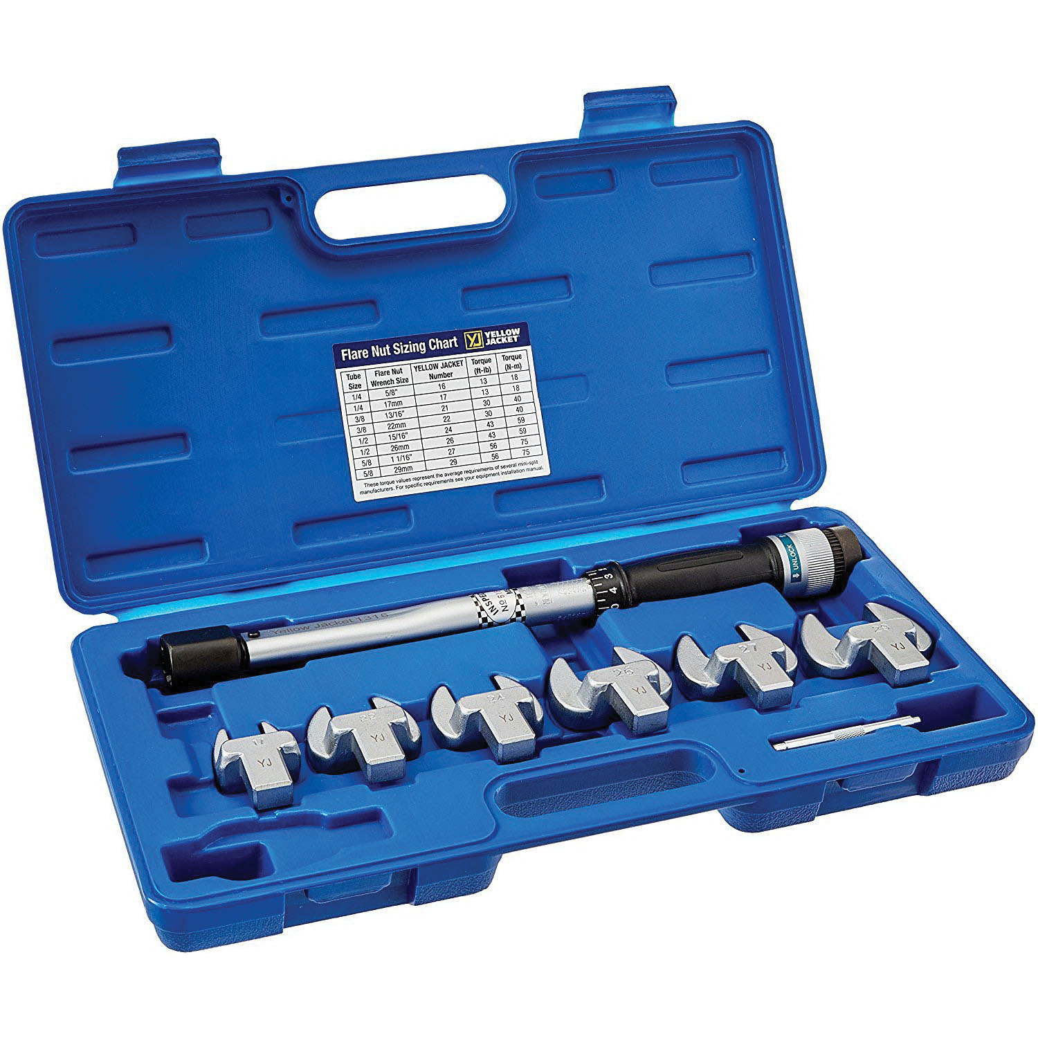 HVAC torque wrench set with interchangeable heads